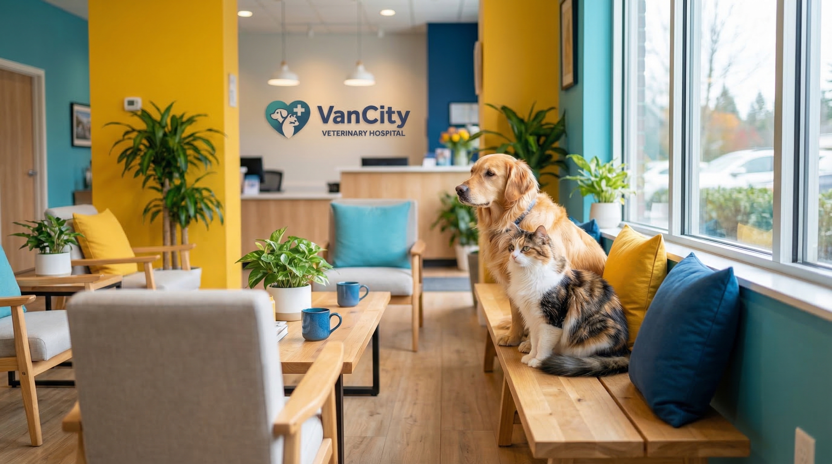 The team at Van City Veterinary Hospital welcoming clients to the new Kingsway clinic