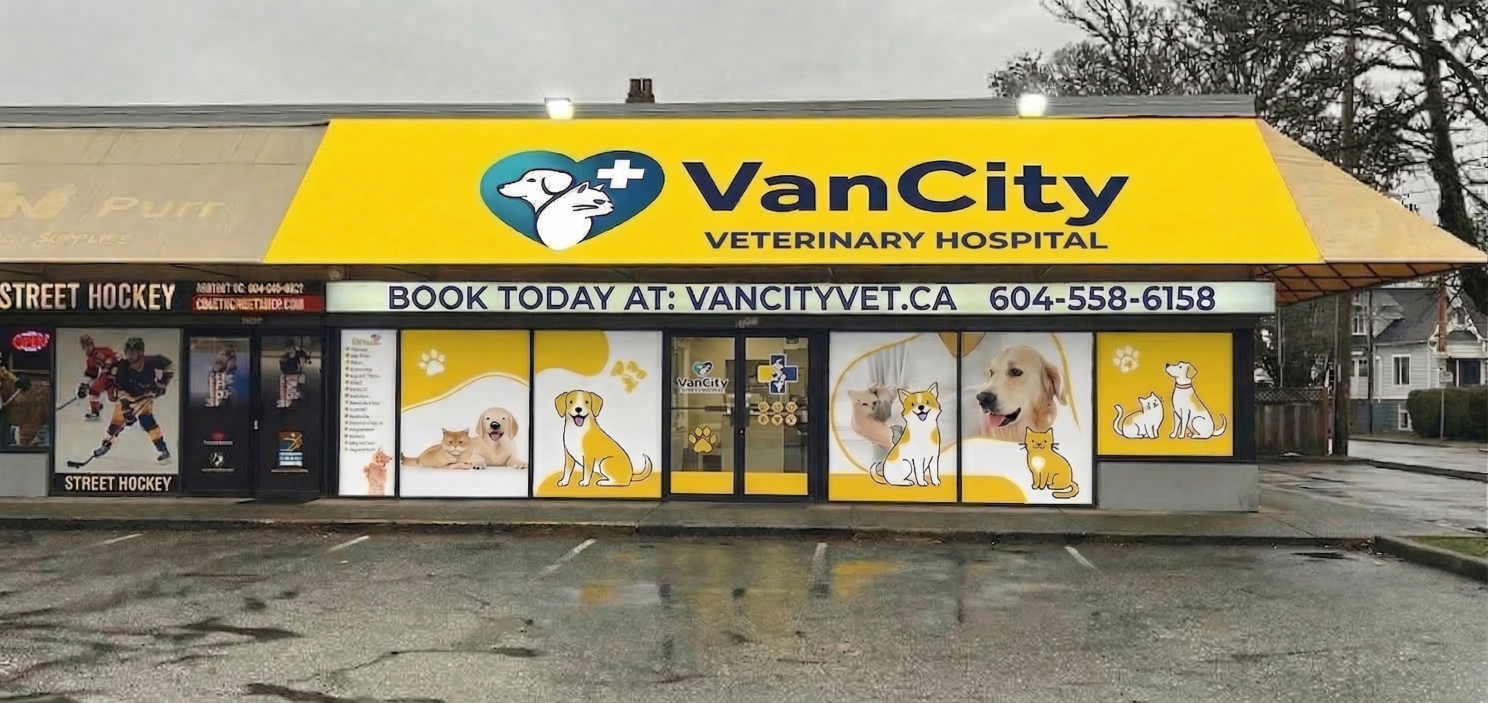 Van City Veterinary Hospital storefront at 1691 Kingsway, Vancouver